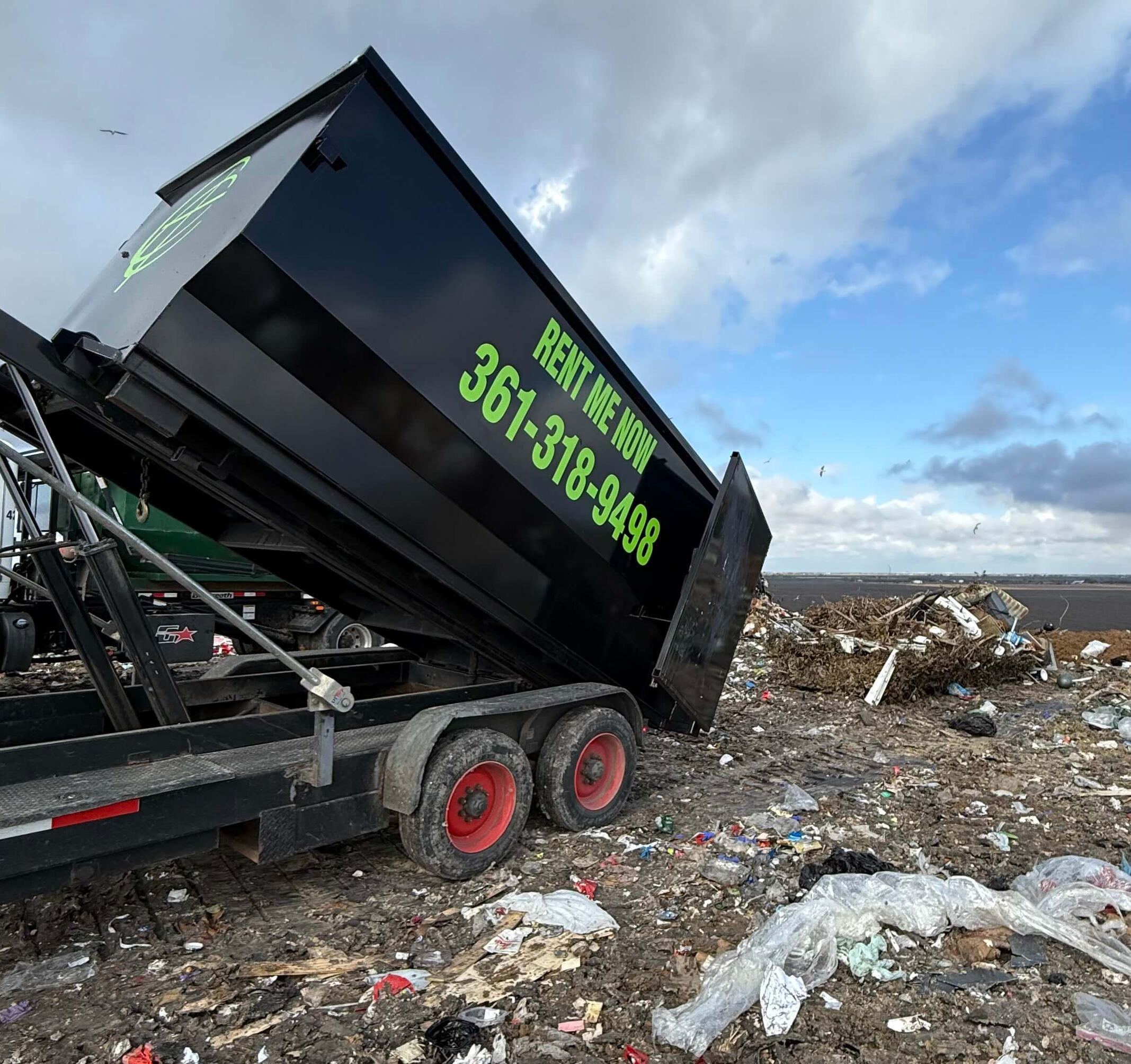 21 Yard Container getting dumped at Victoria Landfill!
